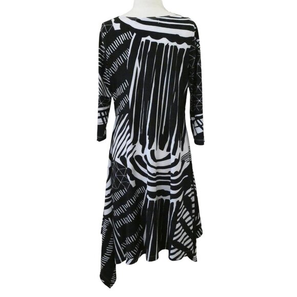 PORTO SF abstract stripe draped jersey dress sz 3 L *flaw - Picture 3 of 7
